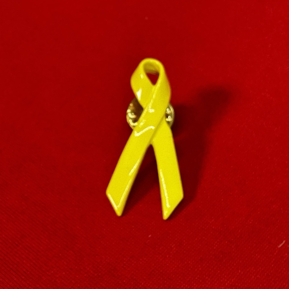 Vtg Yellow Support Ribbon Vintage Pin Lapel Hat Pin